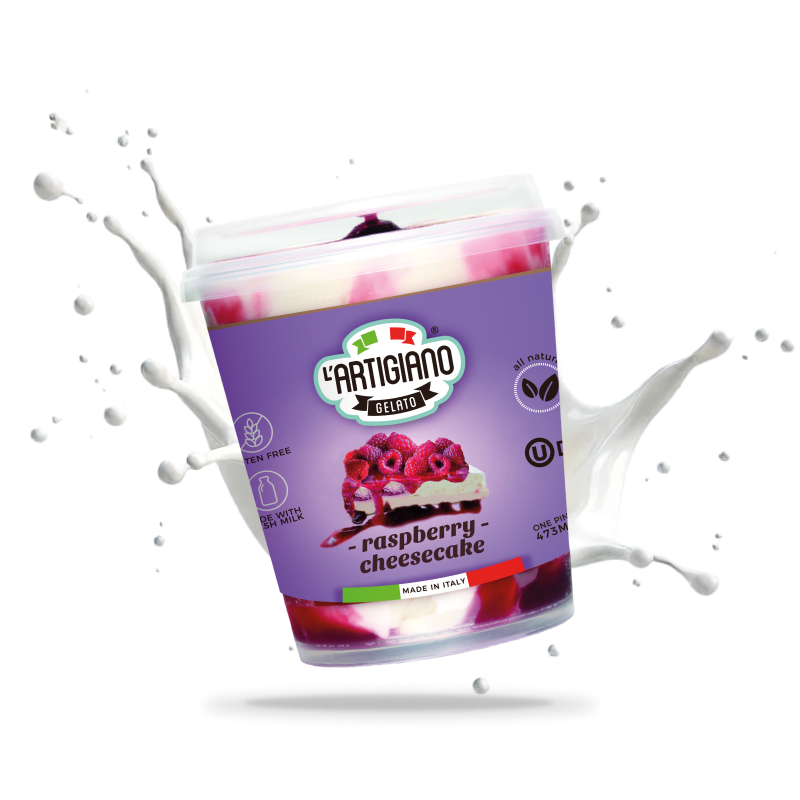 Raspberry cheesecake with fresh milk